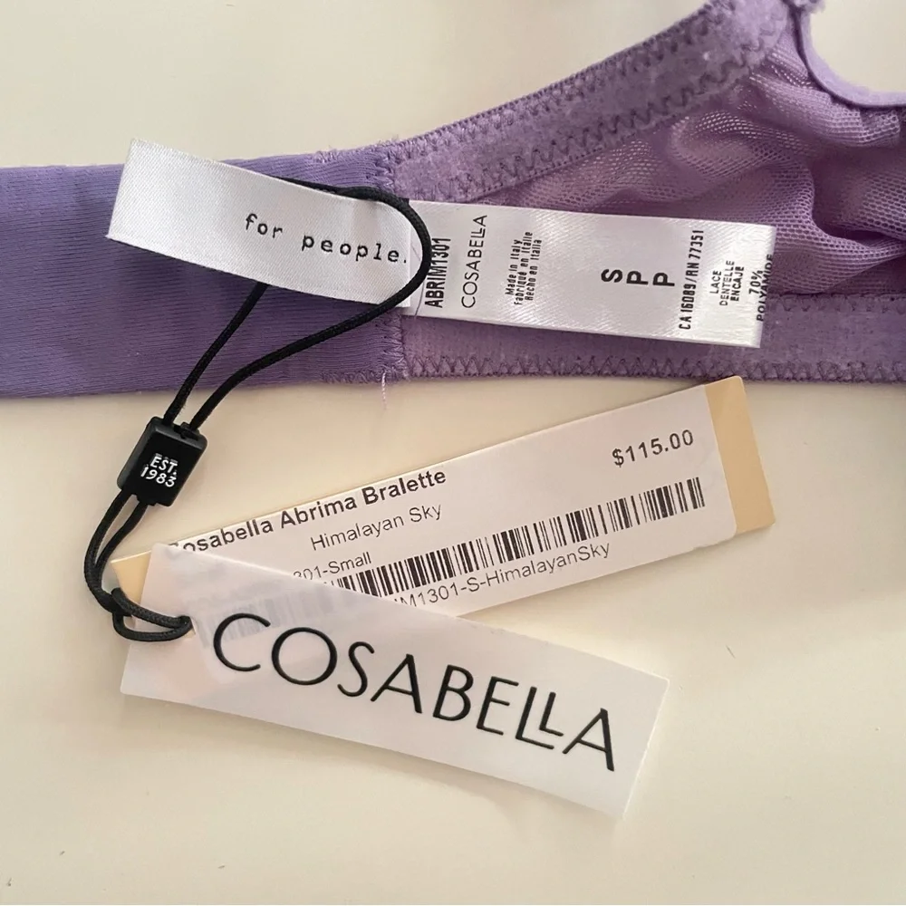NWT Cosabella Abri bralette in Himalayan Sky Purple Lace Small